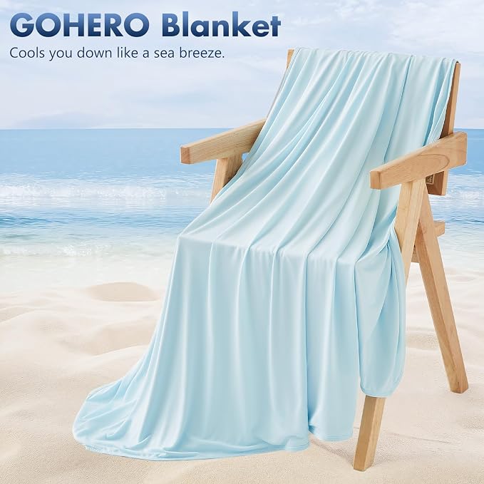 Cooling Blanket Queen - Arc-Chill Q-Max >0.5 Cool Summer Blanket for Hot Sleepers - Double Design Lightweight Blanket Absorbs Heat to Keep Cool on Warm Nights(90"x90") Blue