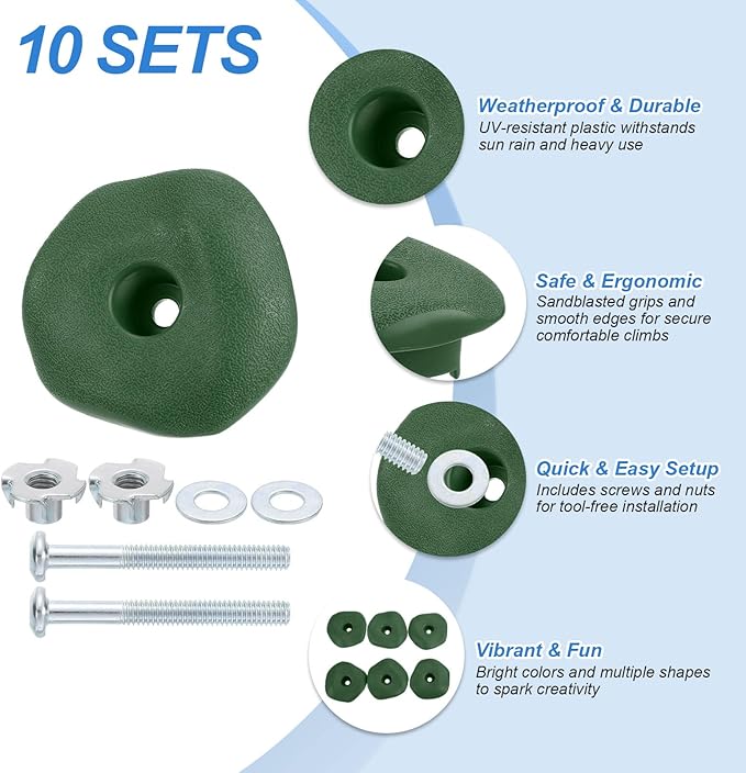 PATIKIL Rock Climbing Holds, Climbing Rock Wall Grips Play Set Climber Attachments with Single Holes for Playground