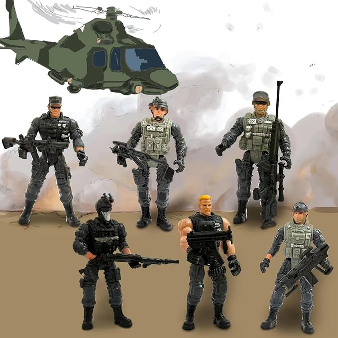 Army Men Action Figures, Soldiers Toys Army Men Set for Boys 4-7,Army Men Action Figures Military Playset Toy with Weapon for Toddler Age 3+