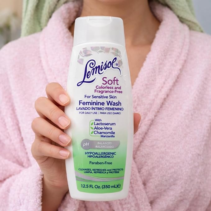 Lemisol Soft Feminine Wash, Fragrance-Free for Sensitive Skin, pH Balanced, Odor Control, 12.5 Fl Oz Bottle (Pack of 1)