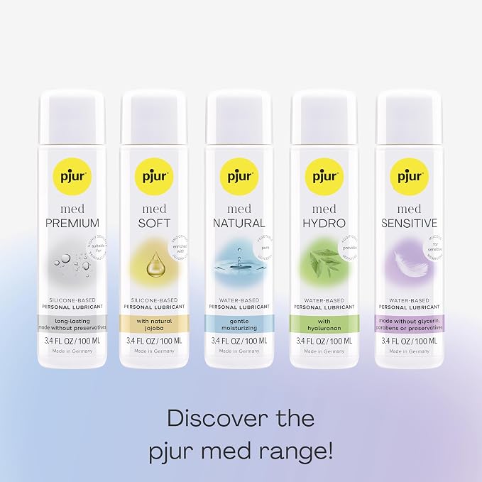 pjur med Premium Silicone-Based Lubricant, 3.4 fl oz | For Dry & Sensitive Mucous Membranes, No Preservatives, Extra Long-Lasting, Non-Pore Blocking, Condom Compatible