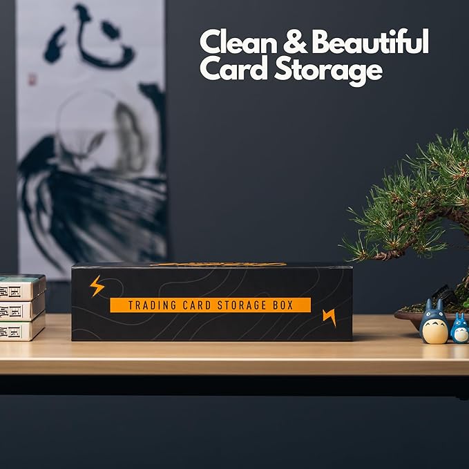 HOMEXPRO Trading Card Storage Box [3 PACK] - Magnetic Lid | Fits 800 Cards, 200 Toploaders, or 50 One Touch - Baseball Card Storage Box - Labels included
