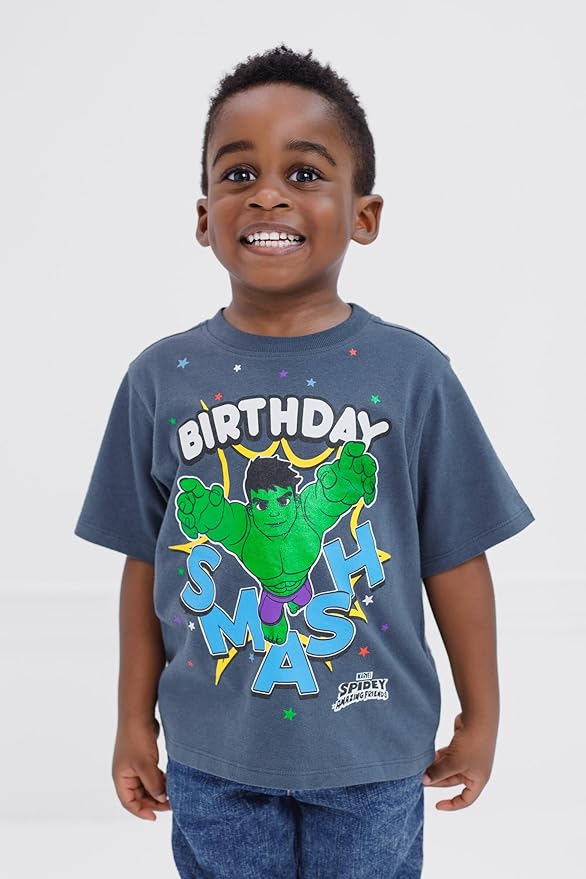 Marvel Spidey and His Amazing Friends Birthday T-Shirt Toddler to Big Kid Sizes (2T - 10-12)