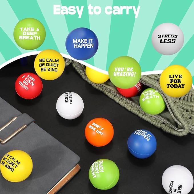 Chivao 160 Pcs Motivational Stress Balls Colorful Foam Inspirational Quotes Anxiety Relief Balls Small Funny Stress Relief Hand Exercise Gifts for Adults Teams Motivating Encouraging (Motivated)