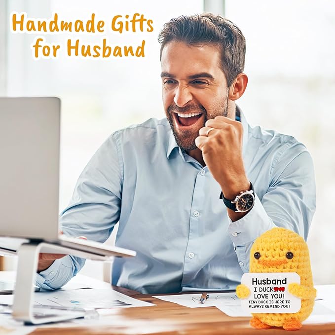 MBL Gifts for Husband Birthday Anniversary - I Duck Love You, Funny Handmade Crochet Duck for Husband Him Men Boyfriend Birthday Fathers Day Christmas Stocking Stuffers Present
