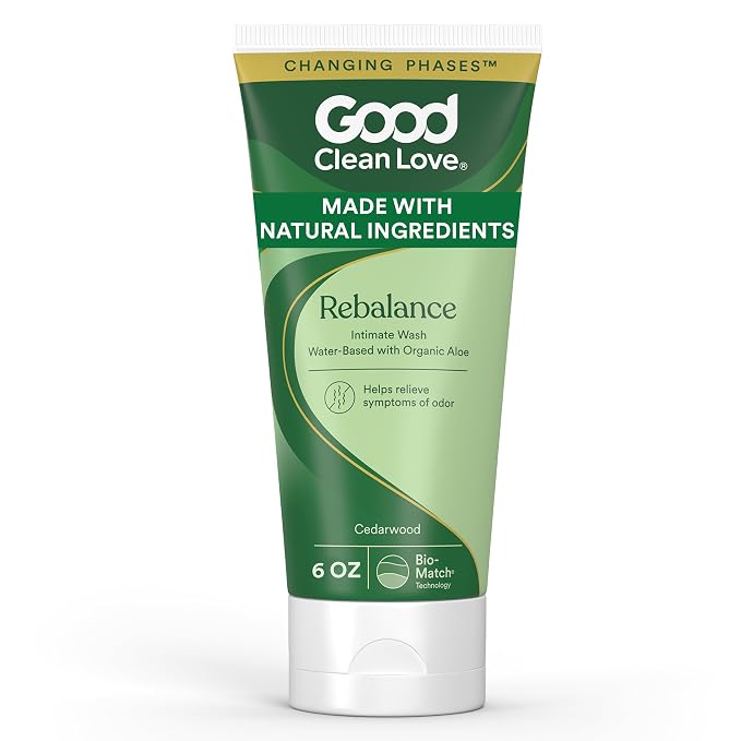 Good Clean Love Rebalance Moisturizing Feminine Wash, pH-Balanced, 6 Oz | Ph-Balanced Intimate Wash With Organic Aloe Vera & Natural Ingredients. Reduces Vaginal Dryness & Odor. Cedarwood