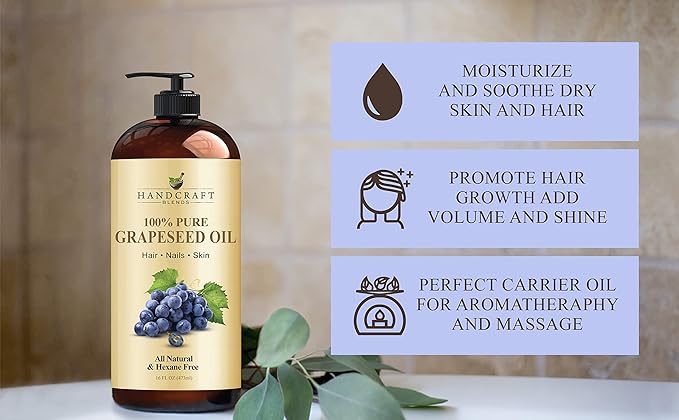 Handcraft Blends Lightweight Massage Set: Apricot Kernel Oil and Grapeseed Oil – (2 x 16 Fl Oz) – 100% Pure & Natural – Non-Greasy Carrier Oils for Oily or Sensitive Skin