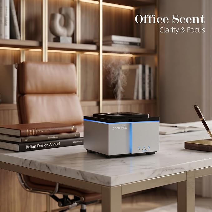 All Day Long-Lasting Aromatherapy, 500ML Large Aromatherapy Diffuser: Ultrasonic Cool Mist Humidifier, Remote Control, 7 Color Lights, Timer, Auto-Off for Home/Bedroom/Yoga (Silver)