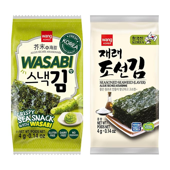 Wang Korean Seaweed Snack, Classic and Wasabi