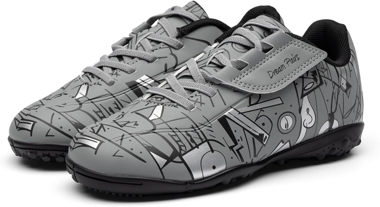 DREAM PAIRS Boys Girls Indoor Turf Soccer Cleats Lace Up Athletic Youth Futsal Football Casual Shoes for Little/Big Kid