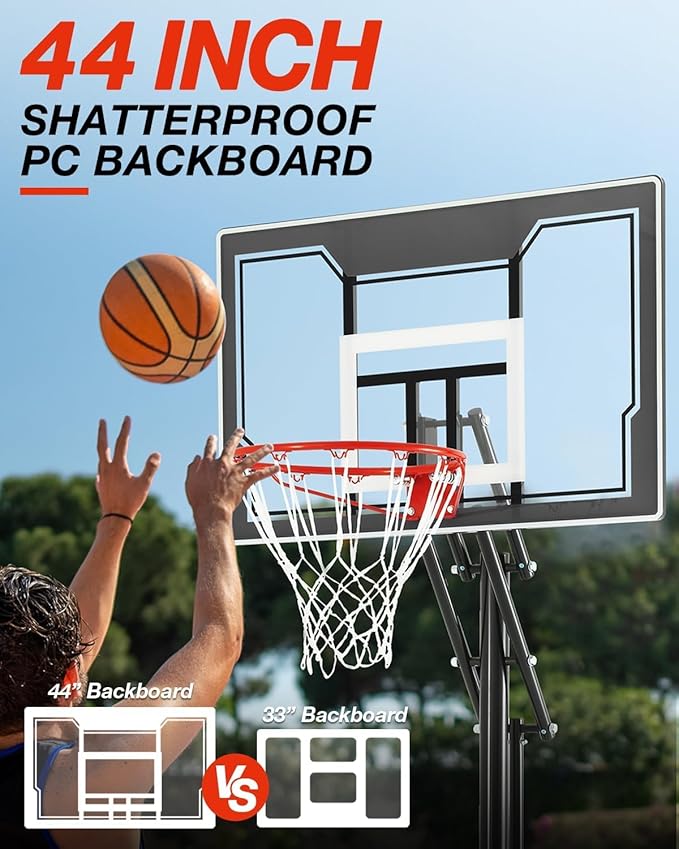 Basketball Hoop Outdoor with 33 Inch Shatterproof Backboard, Portable Basketball Goal System
