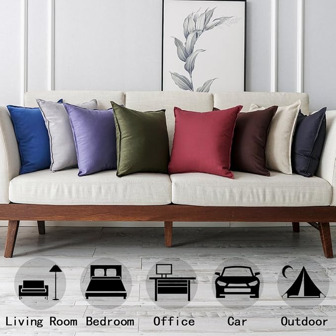 Jeanerlor Solid Cotton Linen Decoration Toss Throw Pillow Sham Cushion Case Special Pillow Cover Delicate Decorative Pillowcase for Bed/Chair/Couch, 18"x18"(45 x 45cm), Olive Green