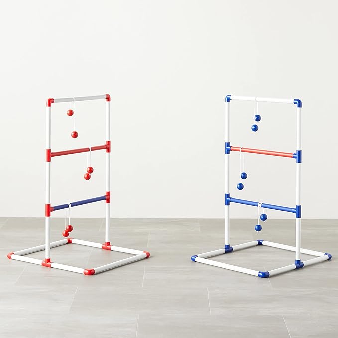 Amazon Basics Portable Ladder Toss Outdoor Game Set with Carrying Case, Simple to Assemble, Red/Blue
