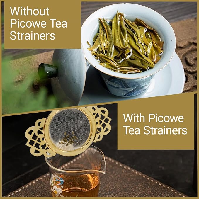 4 Pack Tea Strainer Bowl,Stainless Steel Small Tea Strainers Fine Mesh Loose Tea Infusers,Ideal Tea Filter for 2.5-4 Inch Cup Mouth/Tea Lovers(Gold)