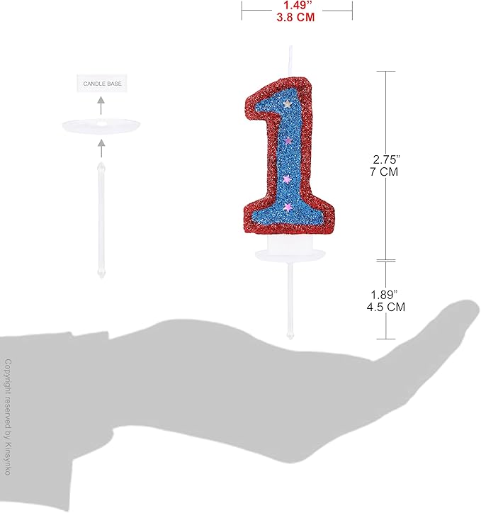 Number 1 Candle for First Birthday Boy Girl Blue Hero Captain 1 Birthday Candle, 3D Number 1 Cake Topper for Kid's Superheroes Theme Party Cake Decoration