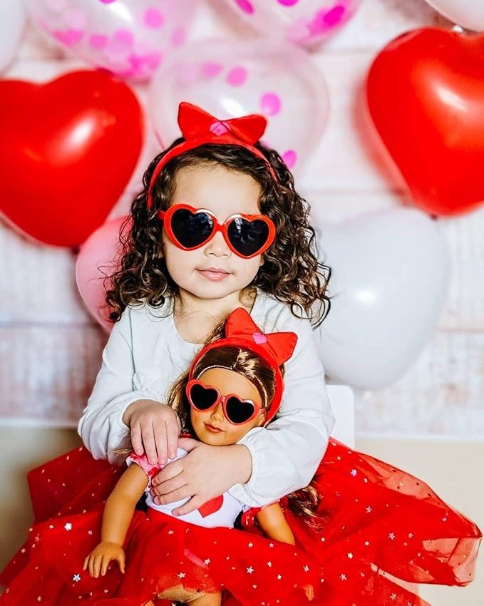 Playtime by Eimmie 18 Inch Doll Clothes and Accessories, Valentine's Day Outfit with Red Tutu Dress & Matching Headband, Clothing Sets & Stuff - Fits American, Generation & Similar 18” Dolls for Girls