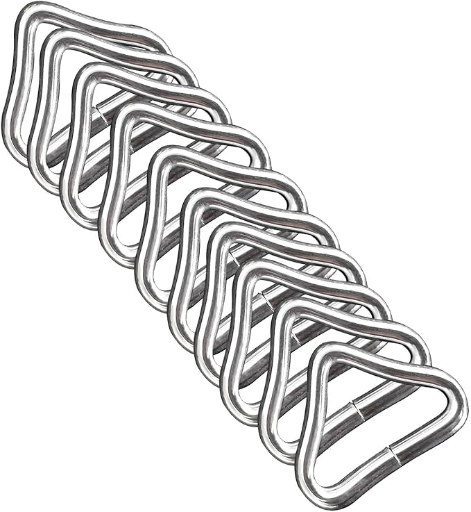 Tookie Trampoline Triangle Buckle, 10pcs High Strength Erosion Resistance Metal Triangle Ring Buckle V-Rings for Trampoline Replacement Repair