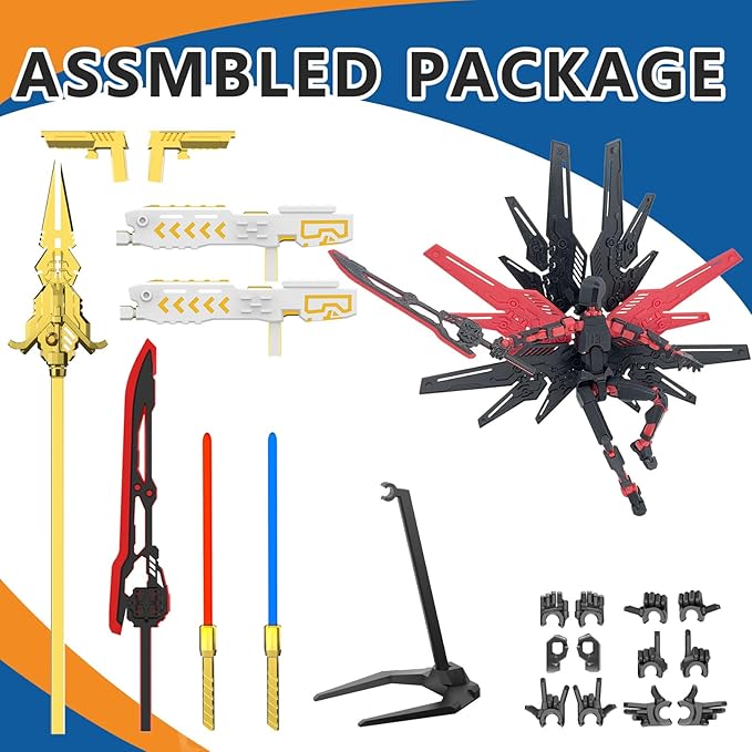 T13 Titan 13 Action Figure Already Assembled, Cyberpunk Futuristic Mecha 3D Printed Action Figure Set Robo 13, Lucky 13, Gift for Dummy Collectors Desktop Decorations (Black Red)