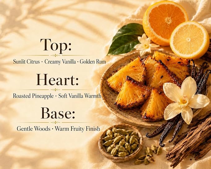 Vanilla Rum & Sunlit Citrus Scented Jar Candle, Warm Fruity Aroma for Relaxing Home, Luxury Aromatherapy Candle with Soy Blend Wax, 10oz / 60H, EMBUROSA