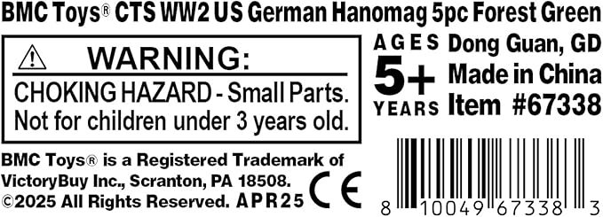 BMC CTS WW2 German Hanomag Halftrack - 5pc Forest-Green Plastic Army Men Vehicle
