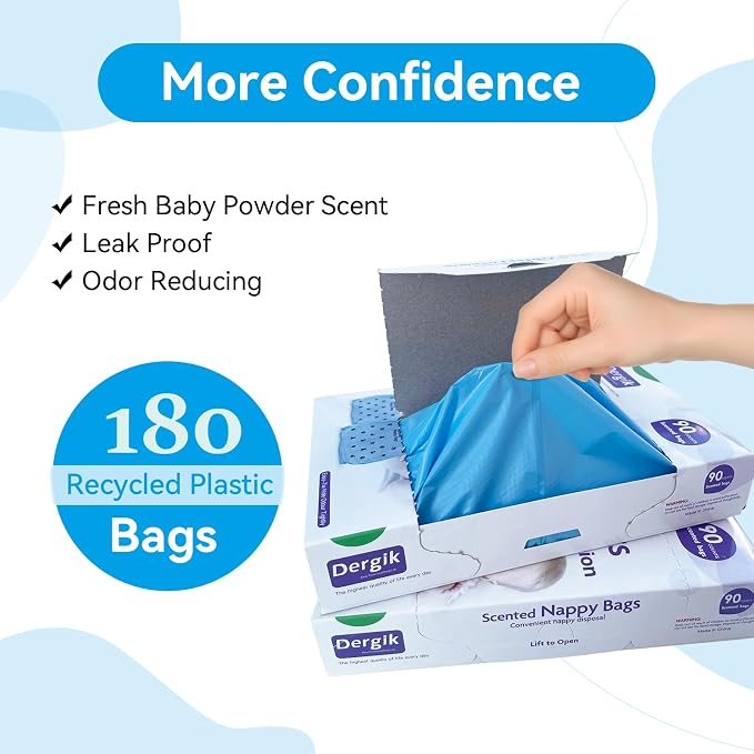 Sanitary Napkin Disposal Bags (180 counts), Scented | for Pads, Tampons, Diapers, Liners, Wipes, Incontinence| No Mess, Odor-Free, Disposable Hygiene Bags, Blue