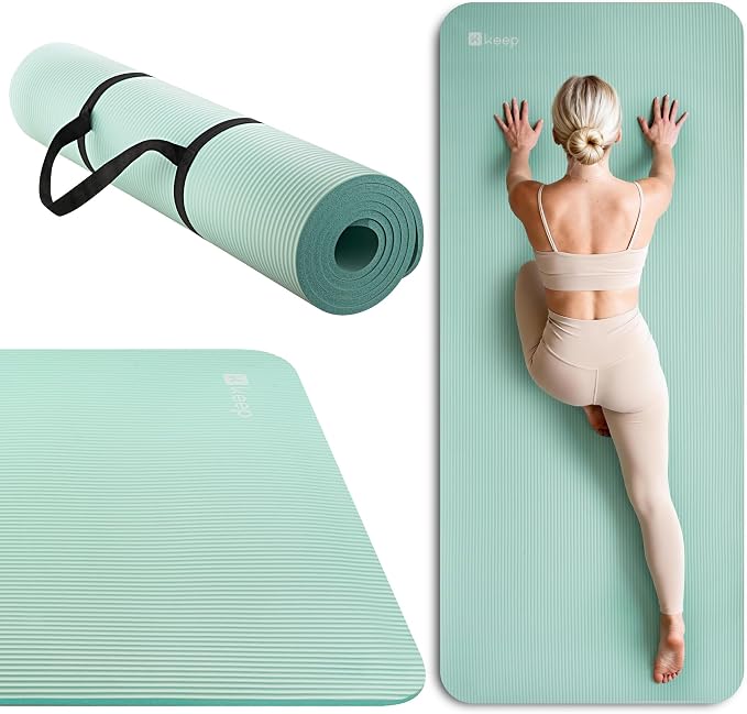 KEEP Extra Thick NBR Yoga Mat for Women & Men, 10mm Thick, 72”x32” Large Exercise Mat with Non-Slip Workout Mat for Yoga, Pilates, Stretching, Meditation – Wide & Cushioned Fitness Mat