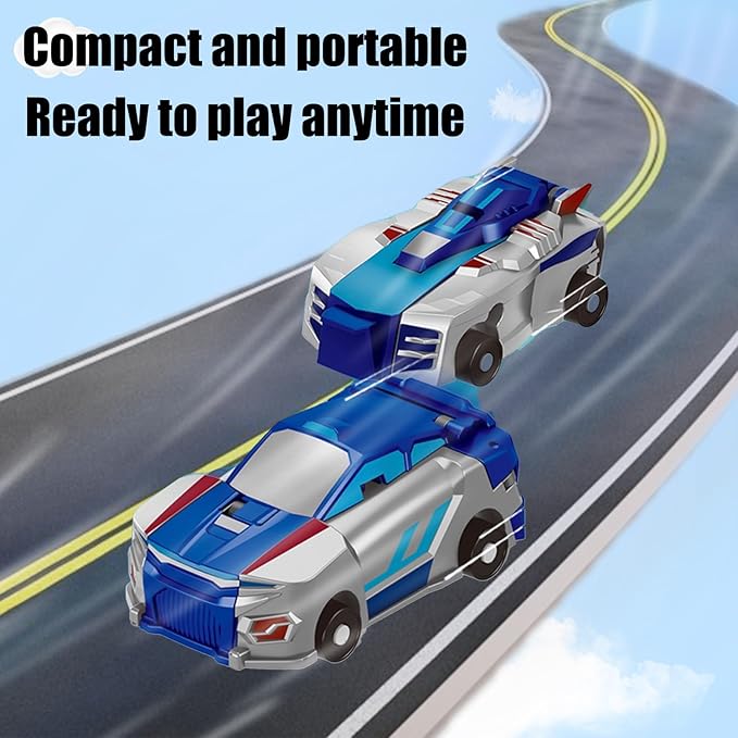 Transforming Dinosaur Toys, 2 in 1 Magnetic Cars Collision Transform into Dino Toys, for Boys Girls Toy Age 2-12, Christmas Birthday Gift(Blue Dragon)