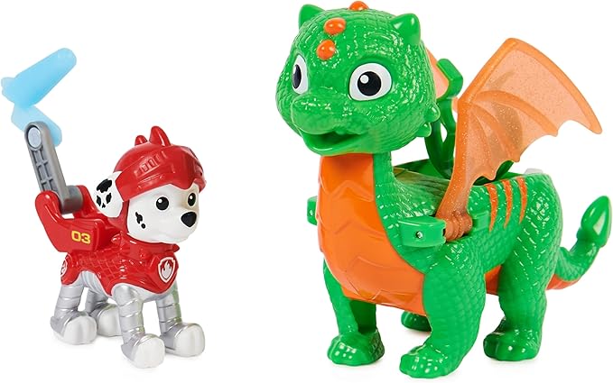 Paw Patrol, Rescue Knights Marshall and Dragon Jade Action Figures Set, Kids Toys for Ages 3 and up