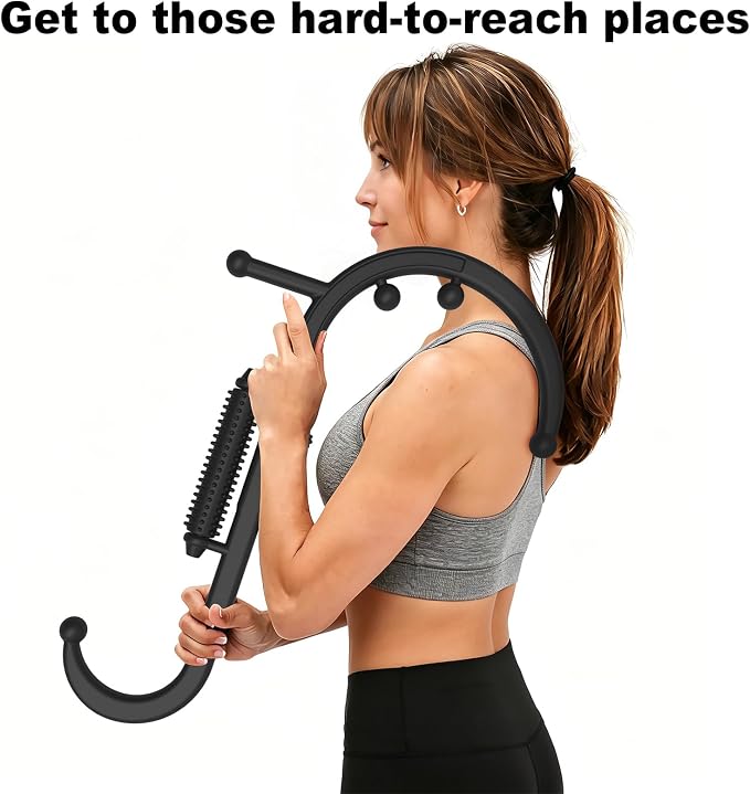 Trigger Point Massage Tool, Manual Back & Neck Massager Stick | Manual back massagers for neck & shoulder massage. Precision s-hook release tool provides deep tissue muscle knot pain relief