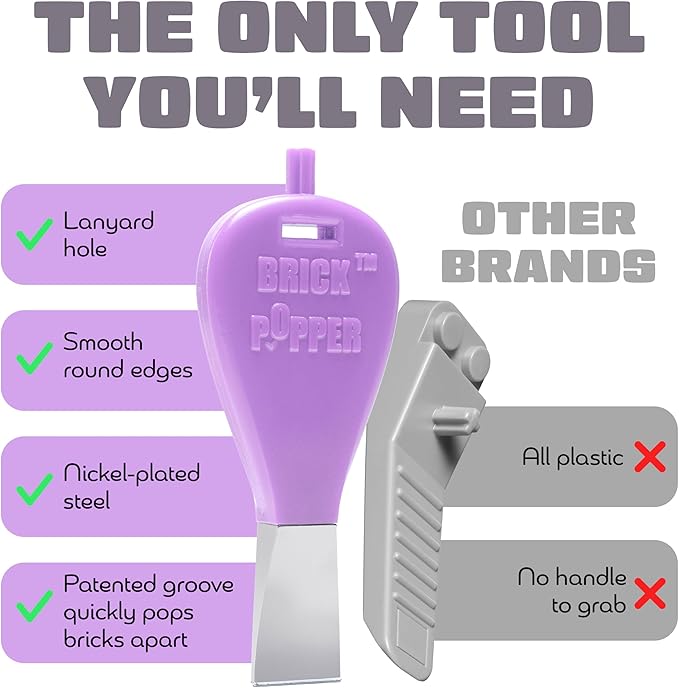 World's Fastest Brick Separator - Efficient Remover for Kids & Adults - Ages 6+ - Essential Tool (Purple)