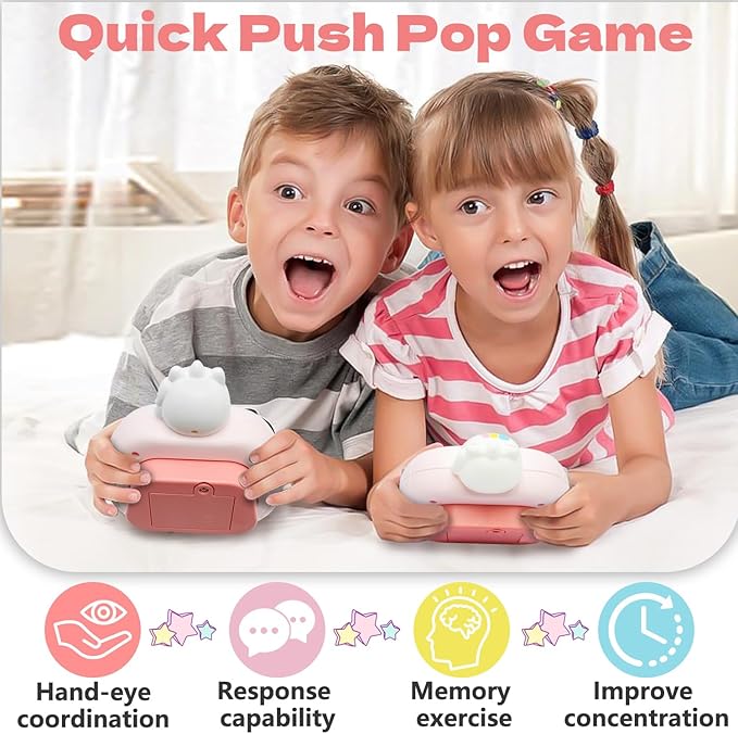 Unicorn Pop Fidget Game Toys, Light Up Fidget Toy with 1 Min Auto-Off Electric Pop Bubble Game Controller Handheld Puzzle Game Sensory Toys Birthday for Kids Girls
