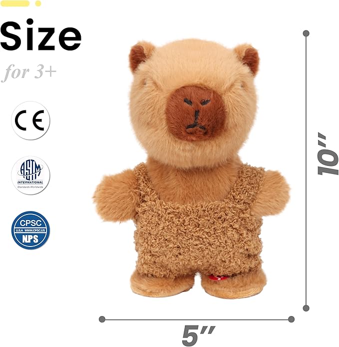 Easfan Talking Capybara Repeats What You Say Walking Singing Stuffed Animal Electric Interactive Plush Toy Funny Animated Toy Mimicking Speaking Birthday for Kids Toddlers,9''
