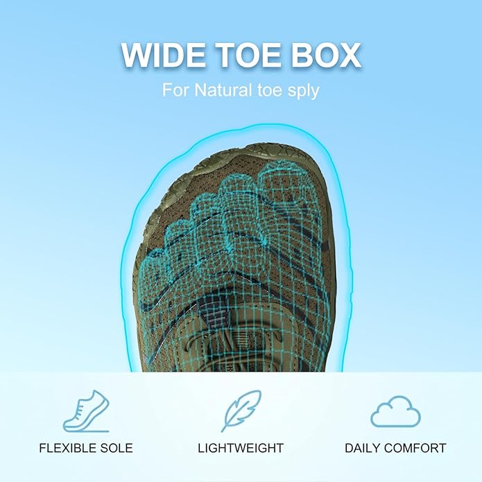 Barefoot Shoes for Women & Men, Grounded Walking Hiking Barefoot Shoes, Wide Toe Box Non-Slip Water Athletic Footwear, Comfortable Vitality Barefoot Footwear, Trail Running Sneakers Unisex