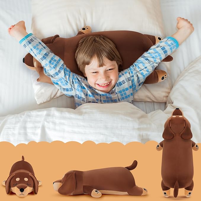 19'' Large Dachshund Dog Plush Stuffed Animal- Cute Weiner Dog Plush Pillow Plushies, Big Dachshund Plush Toy, Cute Hugging Weiner Dog Stuffed Animal, Birthday Gifts for Kids Girls Boys