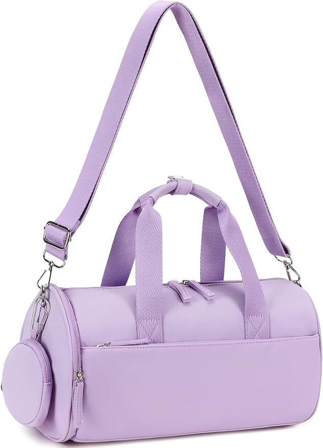 BTOOP Mini Gym Bag for Women, 12-Inch Small Duffle Bag with Wet Pocket and Coin Purse, Lightweight Water-Resistant Workout Bag for Yoga, Pilates, Dance and Travel (B-Purple)