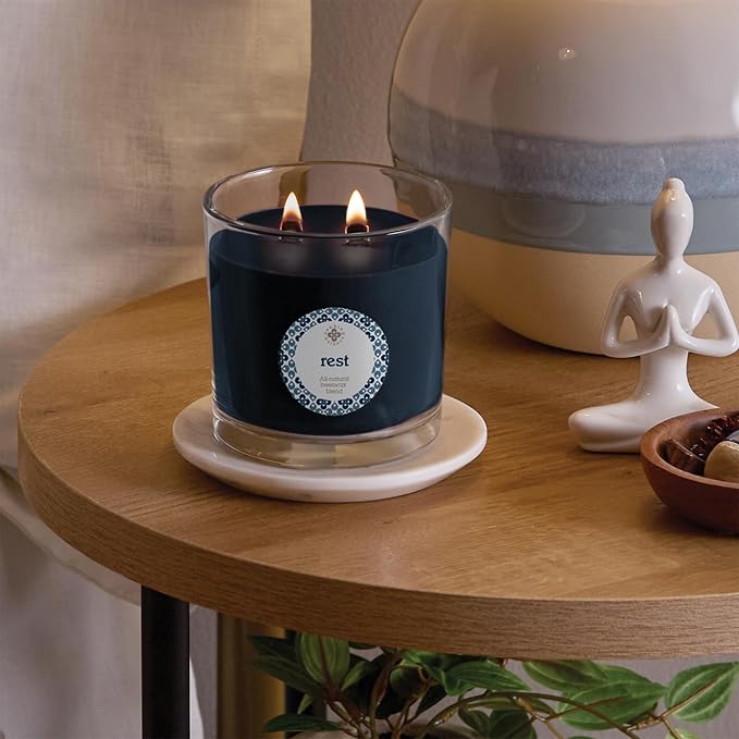Root Candles Seeking Balance Scented Beeswax Blend Spa 2-Wick Aromatherapy Candle, 12-Ounce, Rest: Chamomile & Eucalyptus