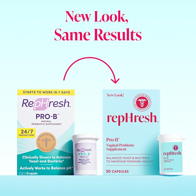 RepHresh Pro-B Vaginal Probiotic Supplement, pH Balance, Probiotics for Women, Balances Yeast and Bacteria to Maintain Feminine Health, Daily Oral Capsules, 30 Count | Probiotics for Women, Balances Yeast and Bacteria to Maintain Feminine Health, Daily...