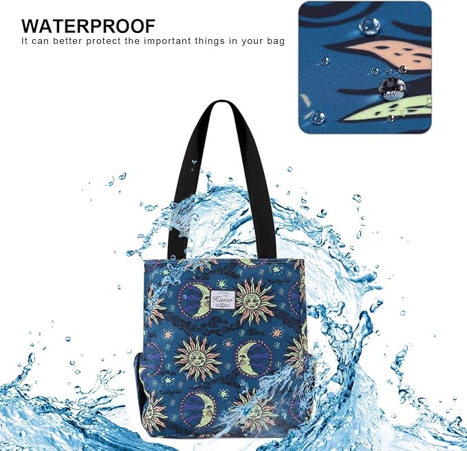 KAMO Floral Tote Bag - Waterproof Lightweight Handbags Travel Shoulder Bag for Hiking Yoga Gym Swimming Travel Beach