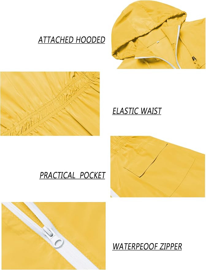 Lomon Women Waterproof Lightweight Rain Jacket Active Outdoor Hooded Raincoat