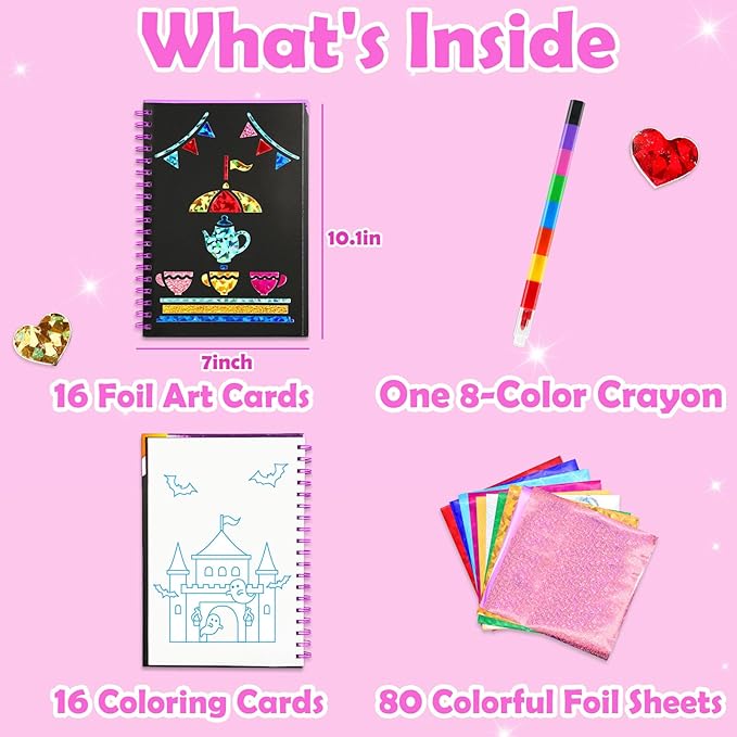 FUNNYB&G Foil Art Crafts for Kids Ages 4-8: Valentines Crafts for Kids 2026,Birthday Gift for Girls,Art and Crafts,Party Favors,Creative Toys for Girls Boys 4 5 6 7 8 9 Years Old(Amusement Park)