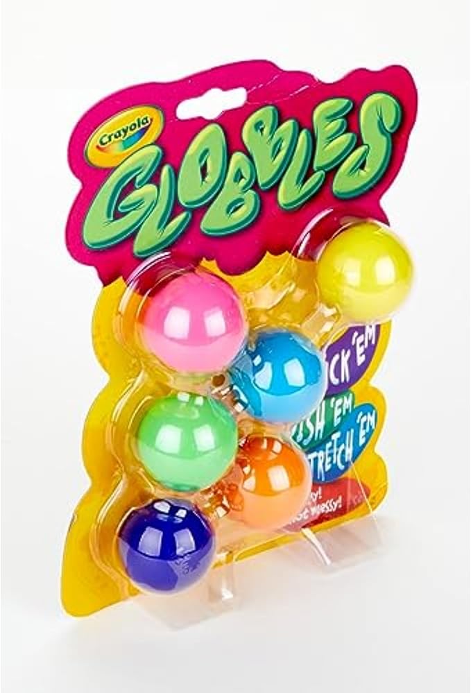 Crayola Globbles Fidget Toy (6ct), Stocking Stuffers for Kids, White Elephant Gifts, Sticky Stress Ball for Adults & Kids, Squishy Balls, Calming Sensory Toys for Stress Relief