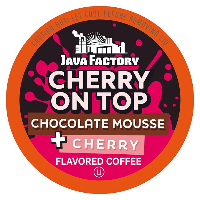 Java Factory Flavored Coffee Pods, Cherry On Top, Compatible with K Cup Brewers, 80 Count