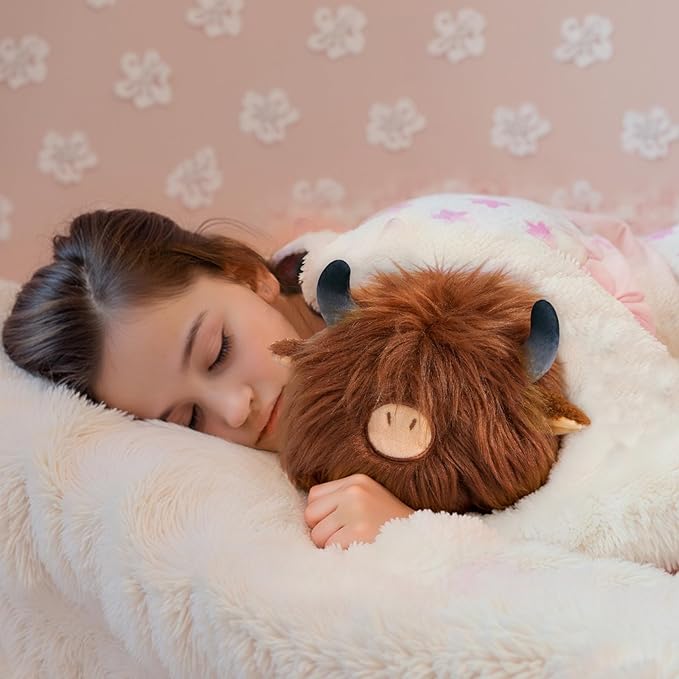Mewaii Cute Highland Cow Plush, Kawaii Plushies Cow Stuffed Animal, Highland Cow Toy Pillow, Soft Squishy Gifts for Girls (16 Inch)