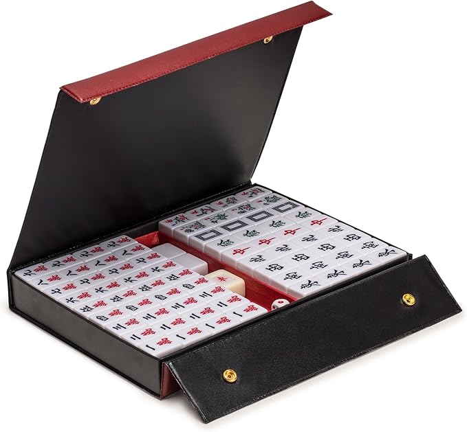 Yellow Mountain Imports Chinese Mahjong Set – Rouge Prestige – 146 Medium Tiles, Professional Set for Chinese-Style Play [中式麻將 專業套裝]