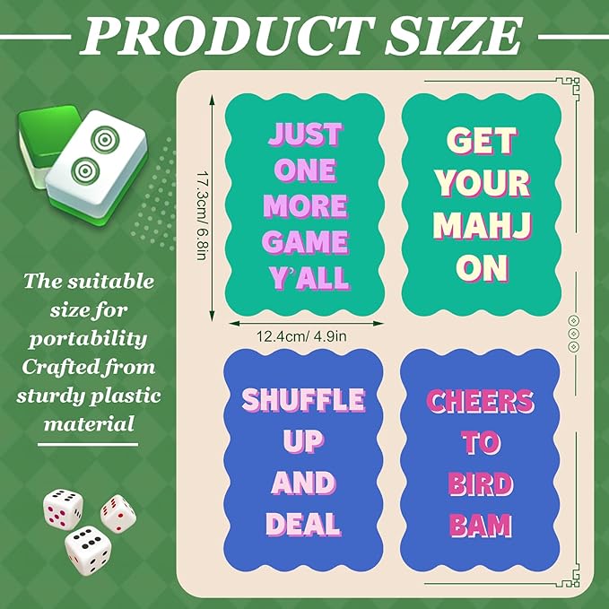 Soulchen 4 Pcs Mahjong Tile Mixer Shufflers for Mixing and Shuffling Tiles Plastic Mahjong Accessories Gifts for Lovers Games Decorative Wavy Edge & Printed Design (Blue & Green Style)