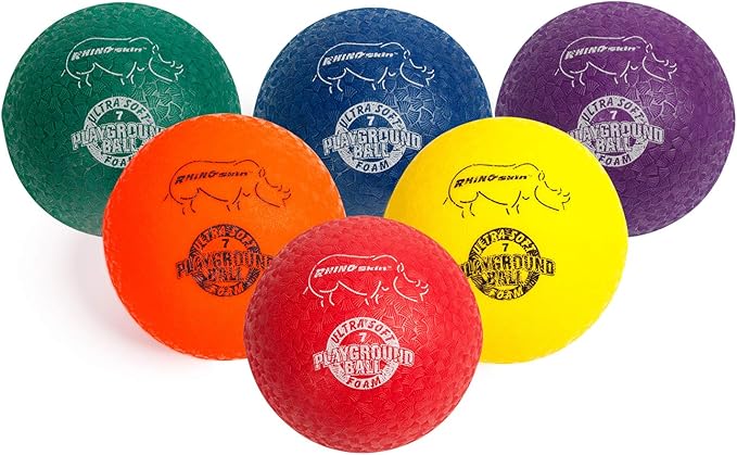 Champion Sports Super Soft Playground Ball Set – Rhino Skin® Foam Inflatable Balls for Indoor & Outdoor Play Durable, Lightweight & Safe for All Ages, Set of 6 with Pump & Mesh Bag