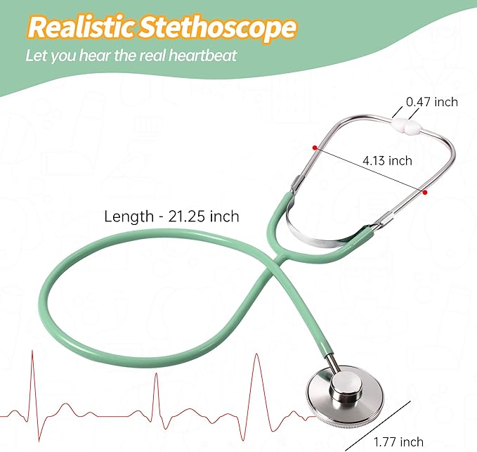 Kids Doctor Kit, 8 Pieces Kids Doctor Playset with Medical Storage Bag & Real Stethoscope, Pretend Play Doctor Toys for Toddler Boys Girls Aged 3 4 5 6 (Green)