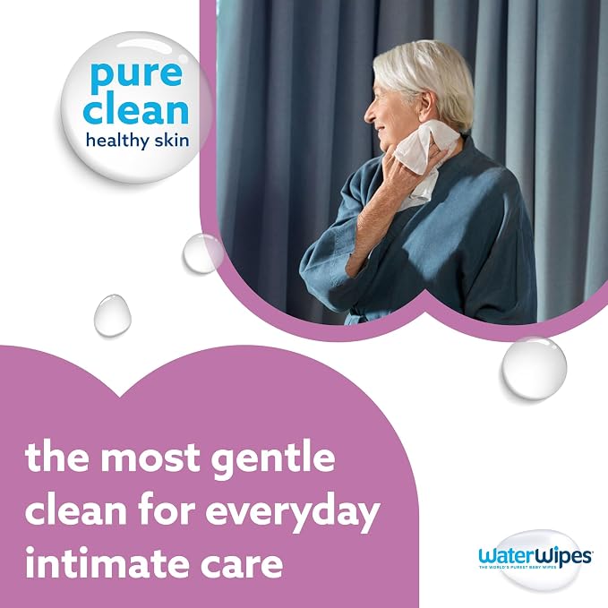 WaterWipes Sensitive Whole Body Cleansing Wipes, 99.9% Purified Water, XL Textured Wipes, Incontinence Care, Fragrance Free, 180 Count
