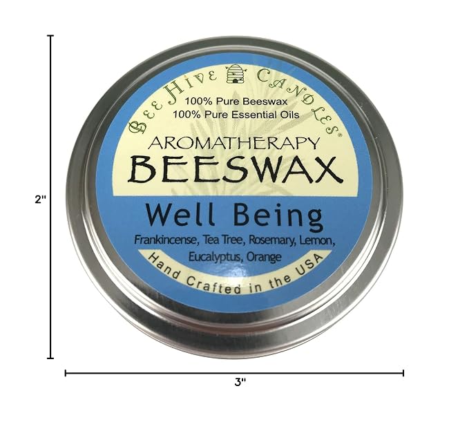 Bee Hive Candles Aromatherapy Beeswax Travel Tin (Well Being, 6oz)