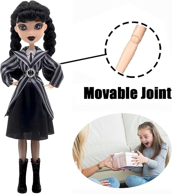 Dumwick 9' Adams Doll with Gift Box, High Heels, Black Dress, and Hair, Perfect Christmas and Birthdays Toy Gift for Girls & Fans(NEW B)